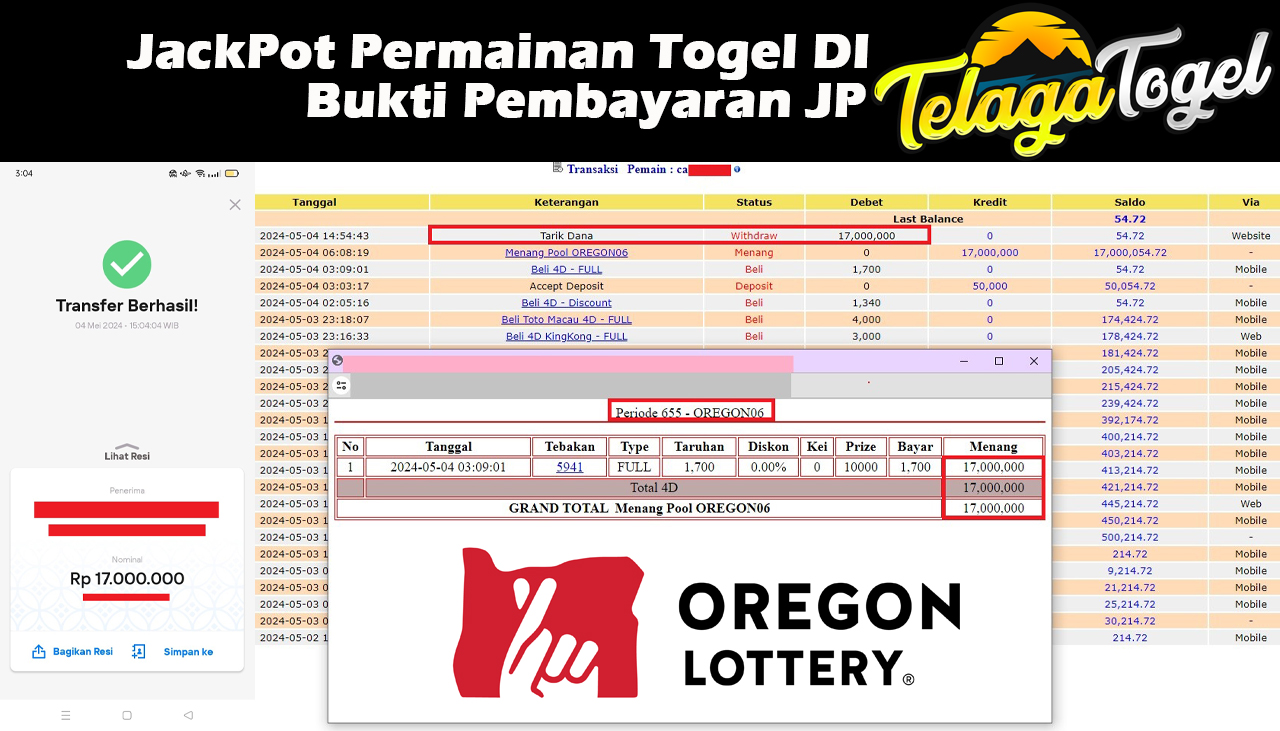 TELAGATOGEL JACKPOT TOGEL OREGON 06 Rp,17.000.000- LUNAS