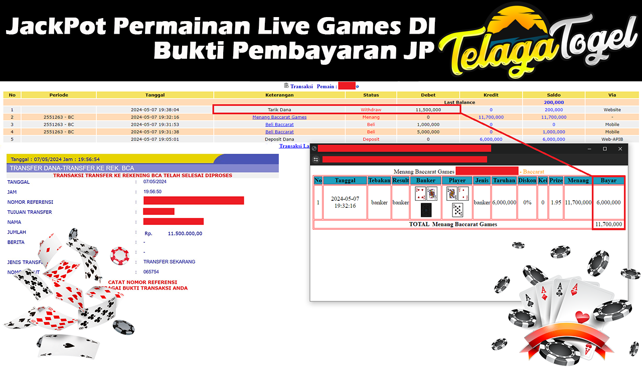 TELAGATOGEL JACKPOT LIVE GAME PP-Baccarat Games Rp,11,500,000- LUNAS