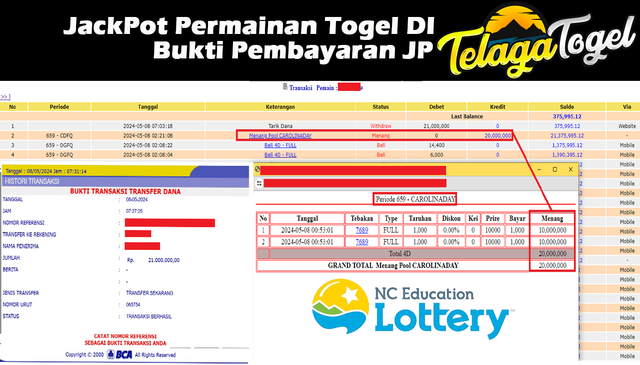 TELAGATOGEL JACKPOT TOGEL CAROLINADAY  Rp,21.000.000- LUNAS
