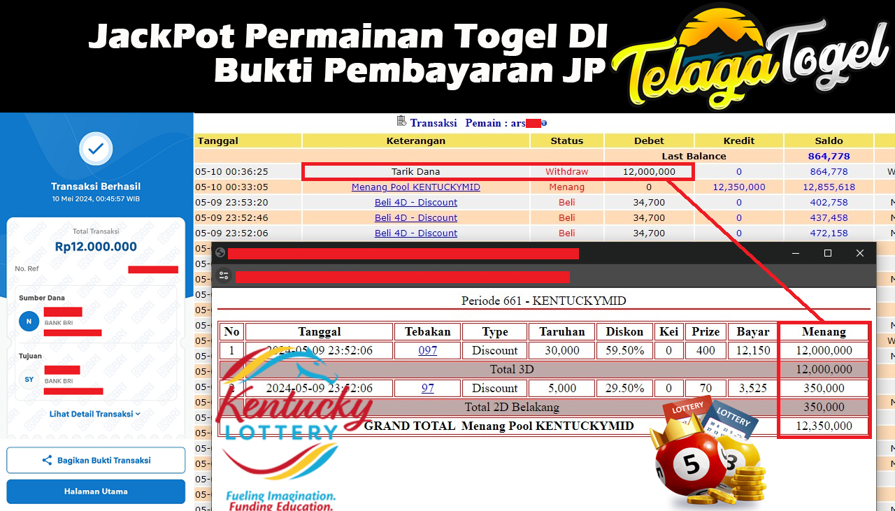 TELAGATOGEL JACKPOT TOGEL GAME  Rp.12.000.000,- LUNAS