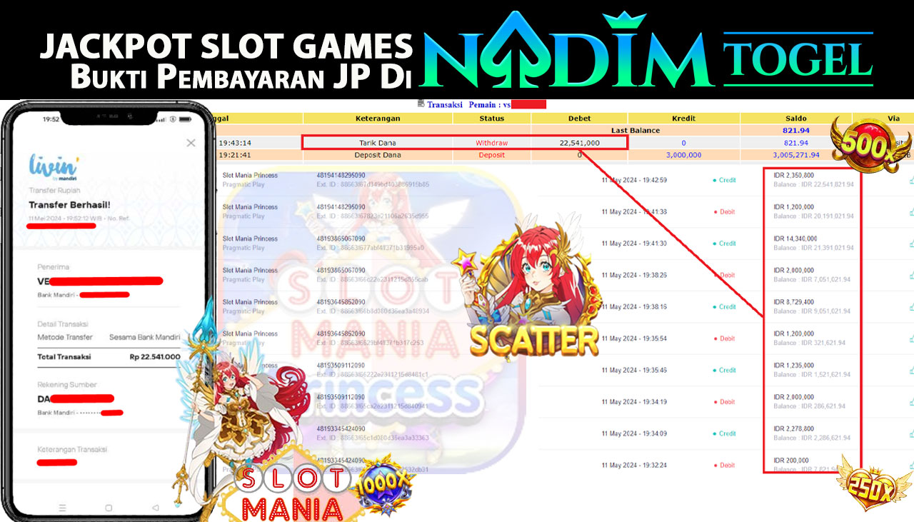 NADIMTOGEL JACKPOT SLOT MANIA PRINCESS  Rp. 22,541,000,- LUNAS