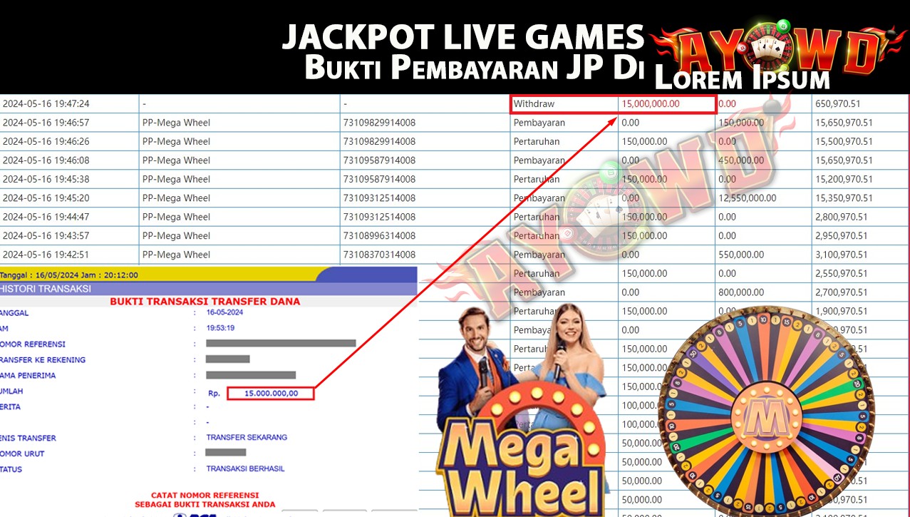 AYOWD JACKPOT LIVE GAME  PP-Mega Wheel Rp,15.000.000 LUNAS