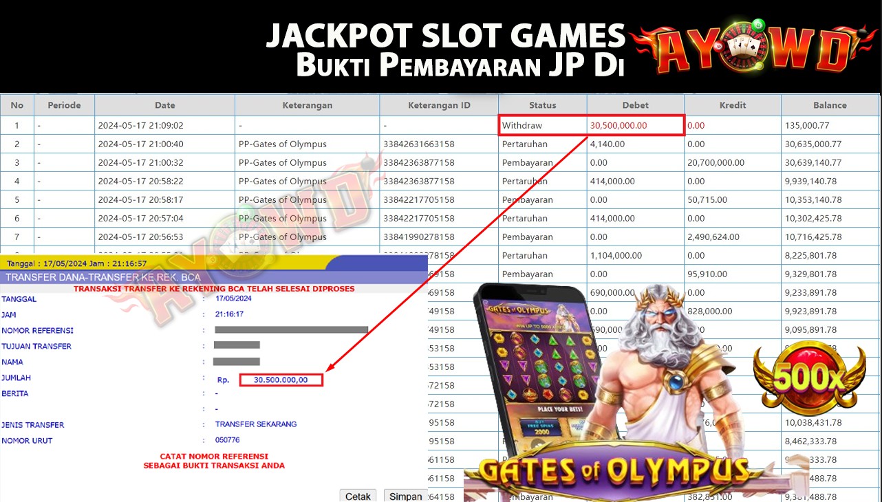 AYOWD JACKPOT SLOT GAME PP_Gates of Olympus Rp,30,500,000 LUNAS