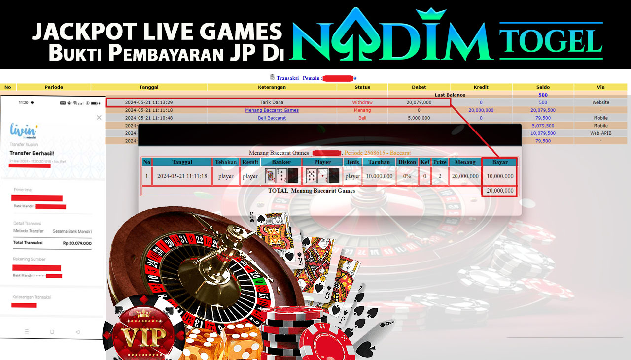 NADIMTOGEL JACKPOT LIVE GAMES BACCARAT Rp.20,079,000,- LUNAS