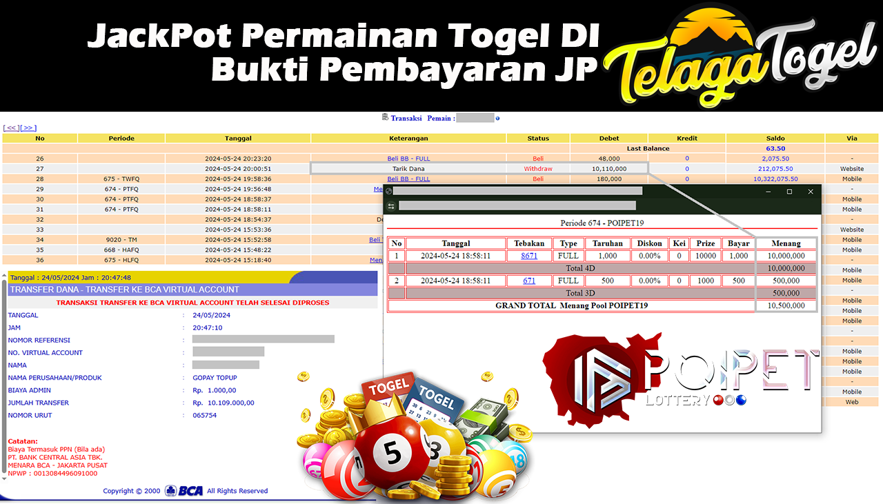 TELAGATOGEL JACKPOT TOGEL GAME  Rp.10,110,000,- LUNAS