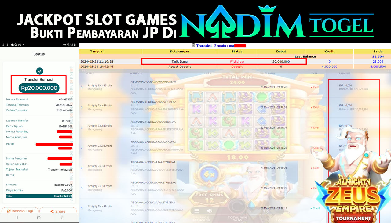 NADIMTOGEL JACKPOT SLOT Almighty Zeus Empire Rp.20.000.000,- LUNAS