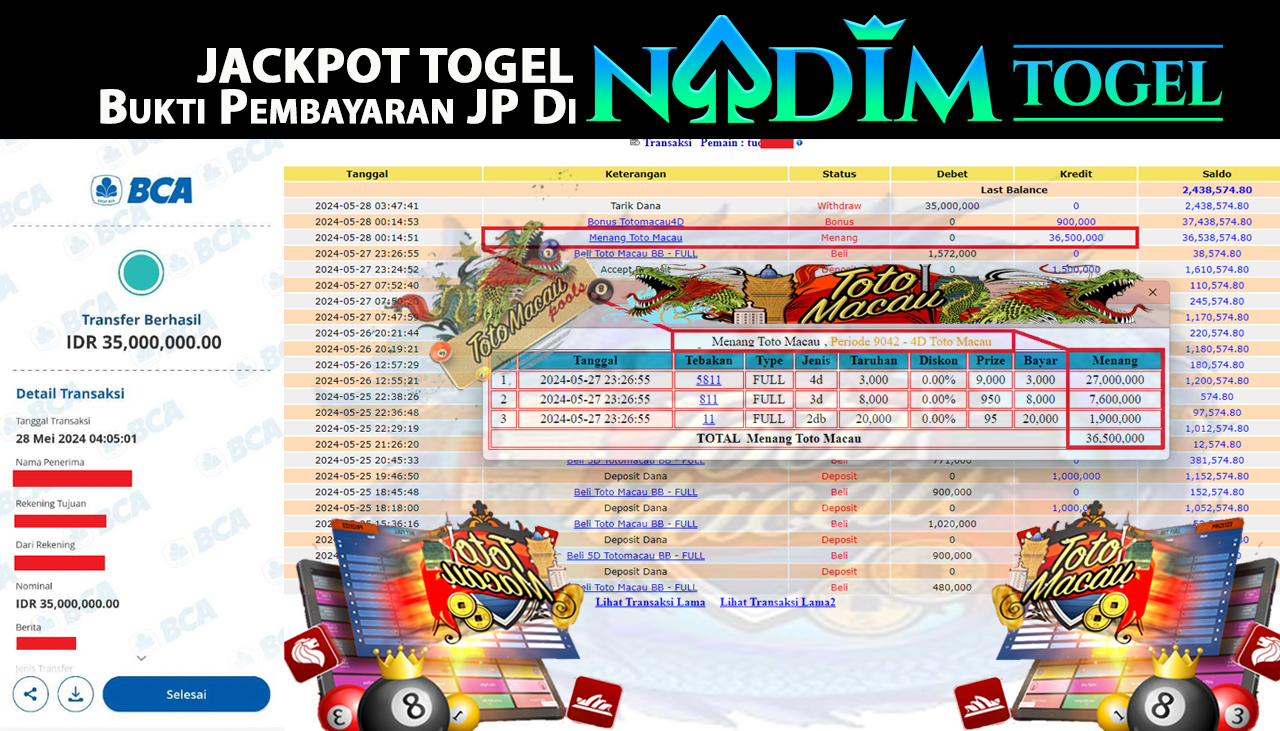 NADIMTOGEL JACKPOT TOGEL PASARAN TOTOMACAU  Rp.35.000.000,- LUNAS