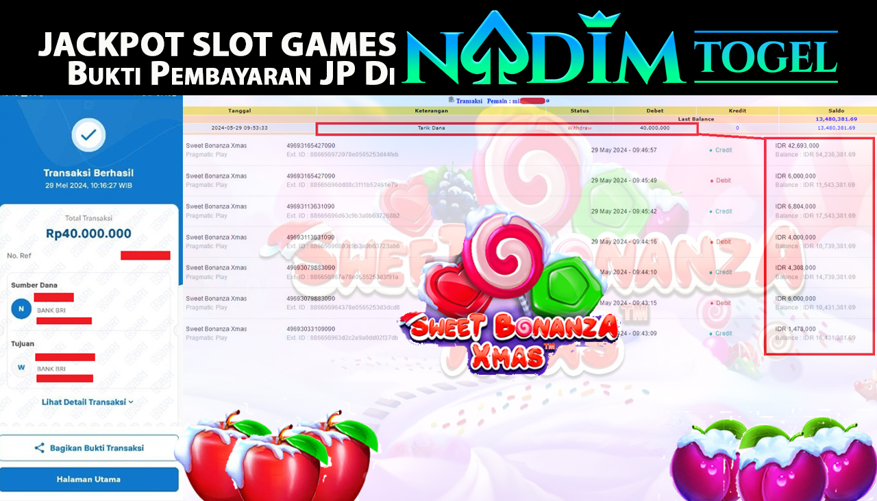 NADIMTOGEL JACKPOT SLOT SWEET BONANZA XMAS  Rp.40.000.000,- LUNAS