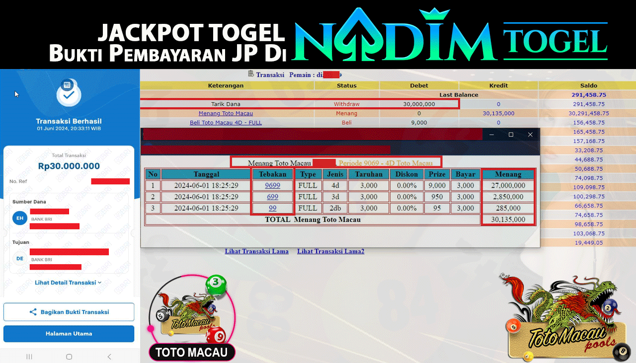 NADIMTOGEL JACKPOT TOGEL TOTO MACAU POOLS  Rp.30,000,000,- LUNAS