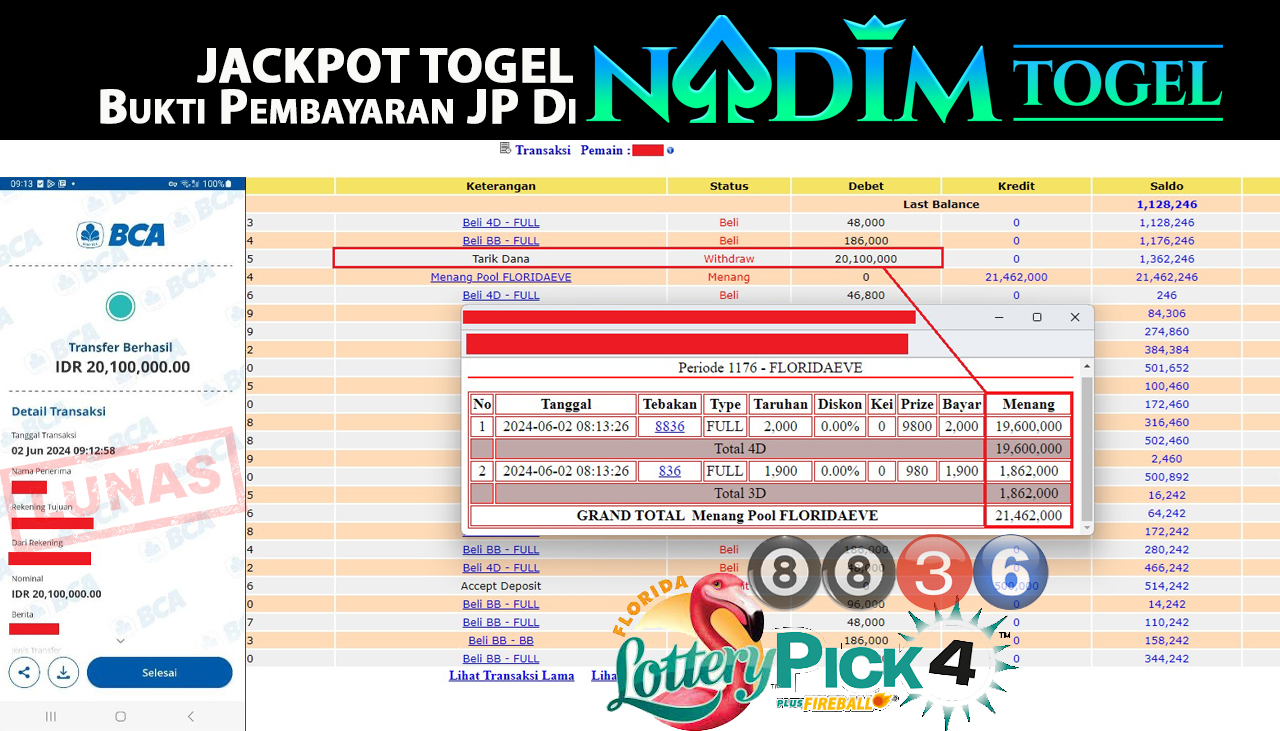 NADIMTOGEL JACKPOT TOGEL PASARAN FLORIDAEVE Rp.20.100.000,- LUNAS