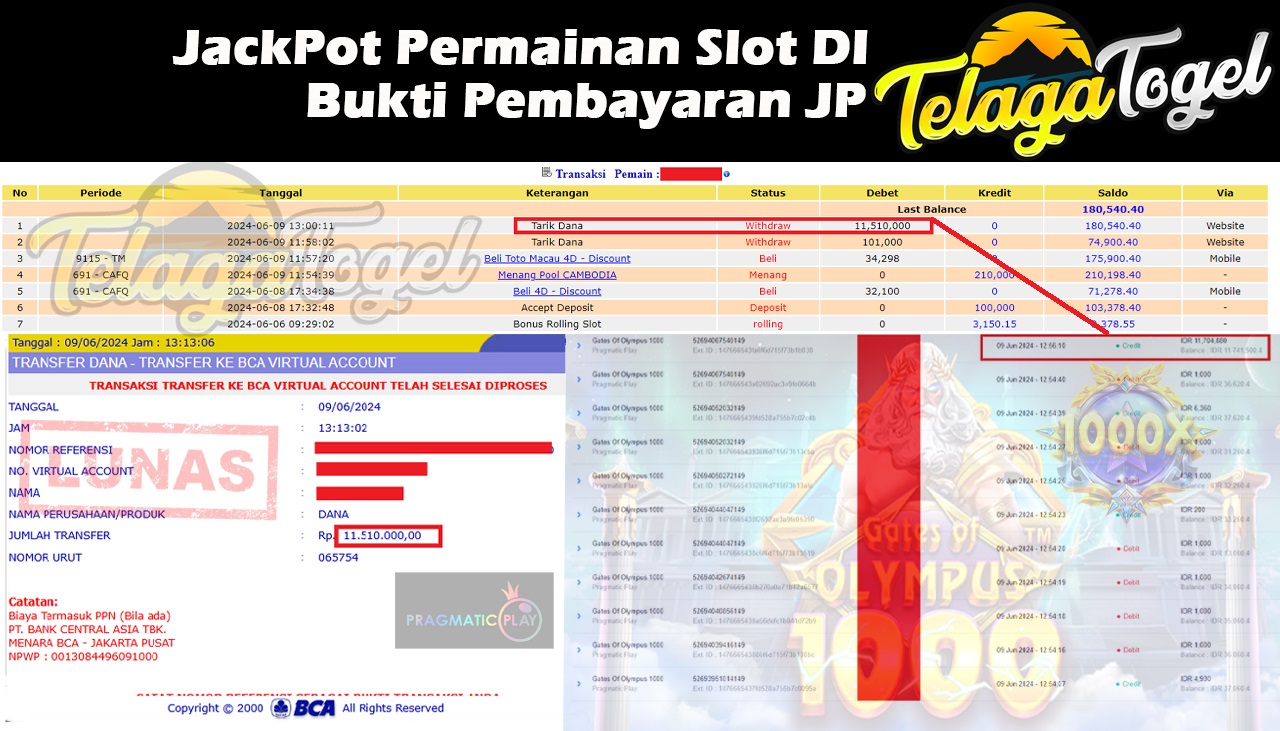 TELAGATOGEL JACKPOT SLOT GAME Rp.11,510,000,- LUNAS