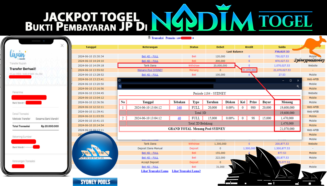 NADIMTOGEL JACKPOT TOGEL PASARAN SYDNEY POOL Rp 20,000,000- LUNAS