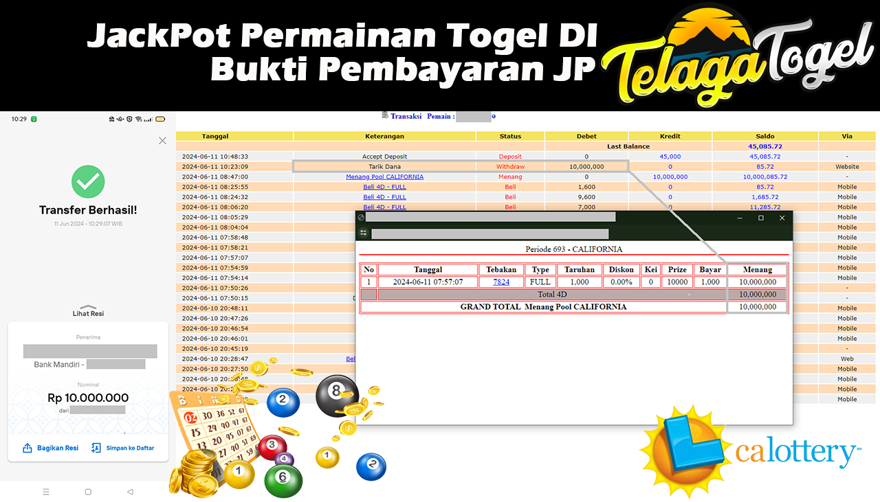 TELAGATOGEL JACKPOT TOGEL CALIFORNIA Rp,10,000,000- LUNAS