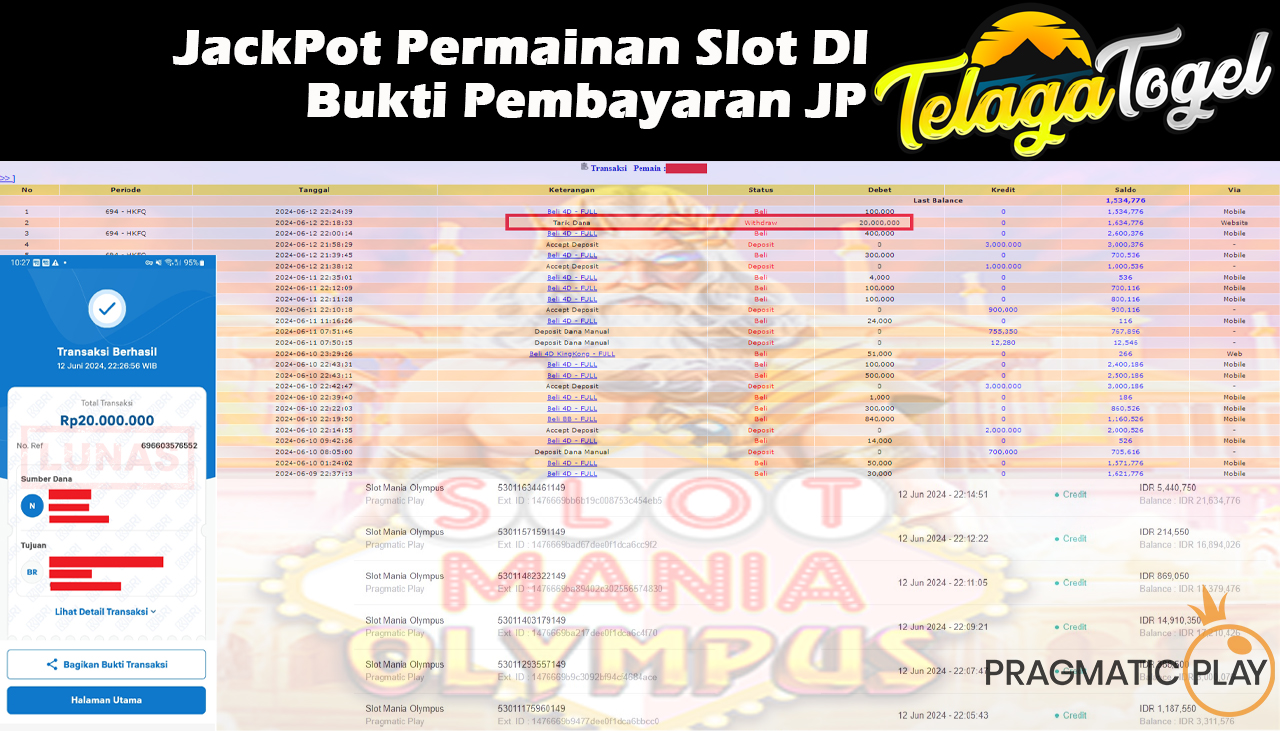 TELAGATOGEL JACKPOT SLOT GAME MANIA OLYMPUS Rp.20,000,000 ,- LUNAS