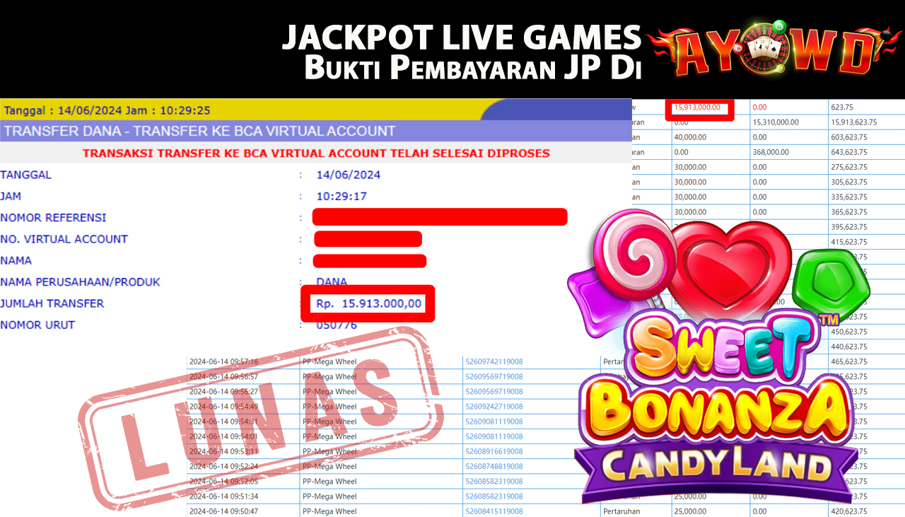 AYOWD JACKPOT LIVE GAMES PP-Mega Wheel Rp,15,913,000 LUNAS