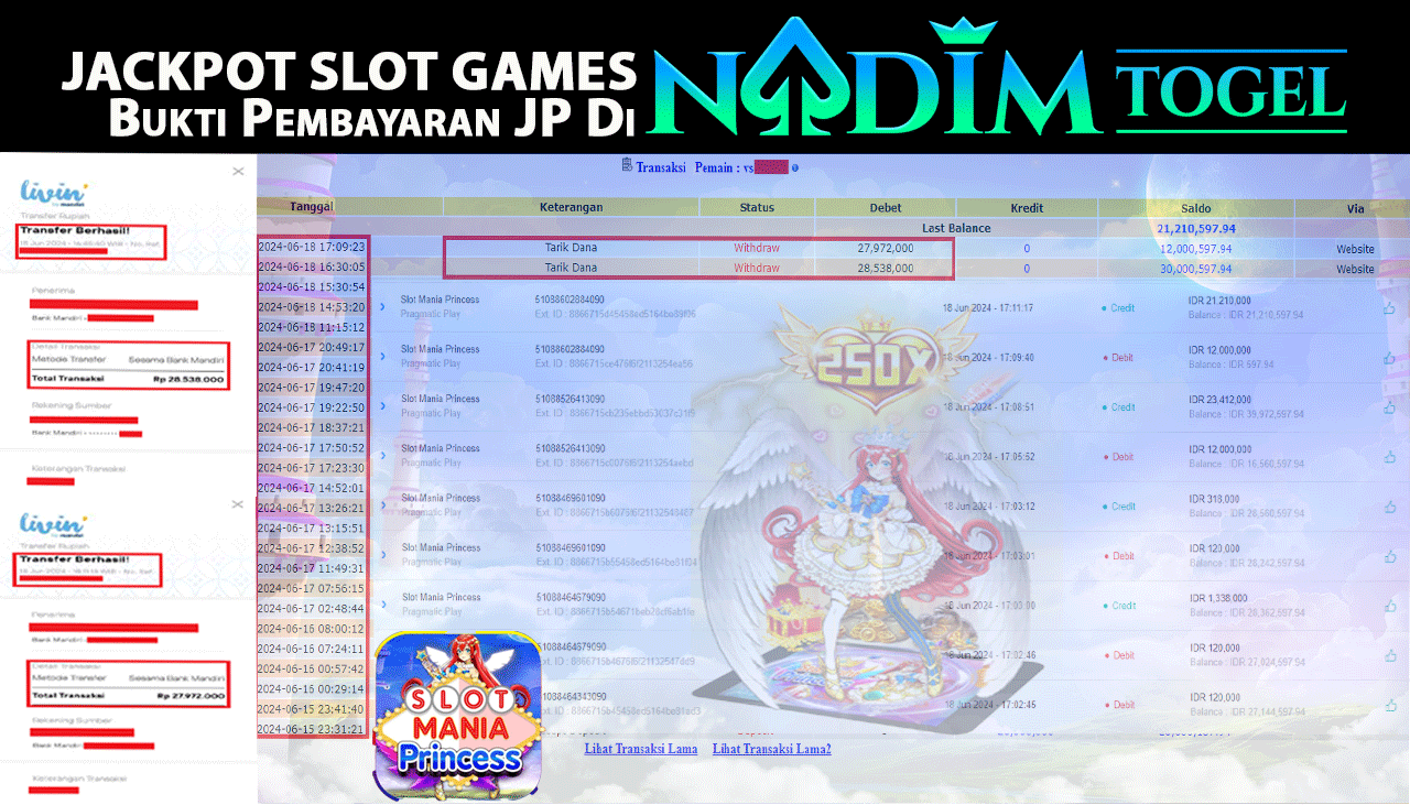 NADIMTOGEL JACKPOT SLOT Mania Princess Rp 56,510,000,- LUNAS