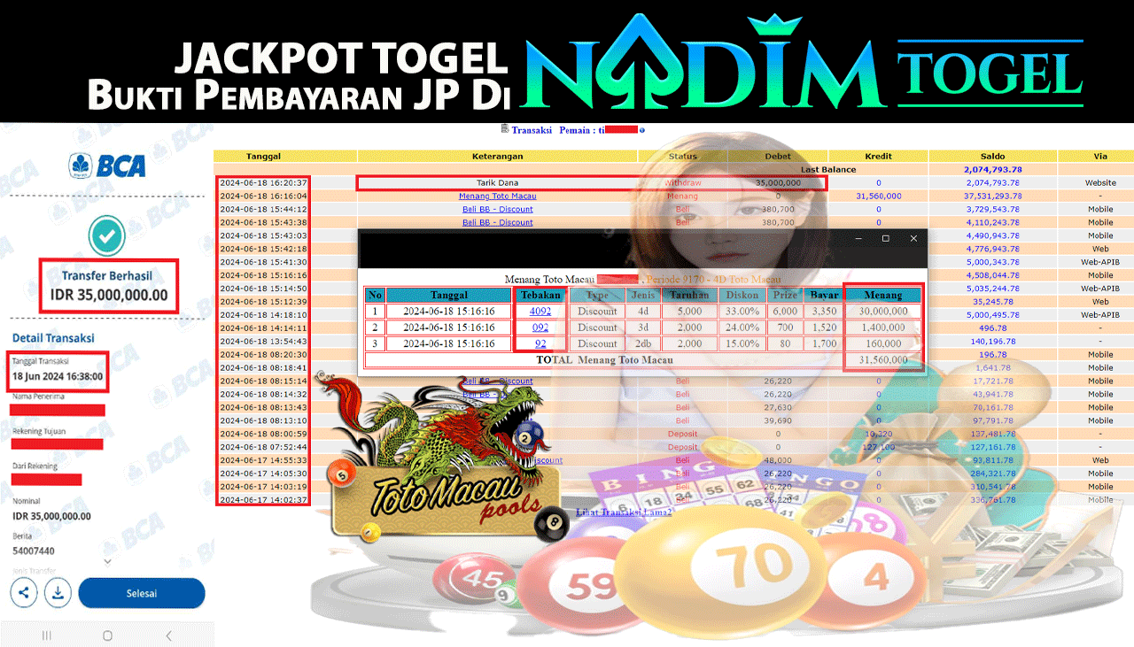 NADIMTOGEL JACKPOT TOGEL TOTOMACAU 4D Rp 35,000,000,- LUNAS