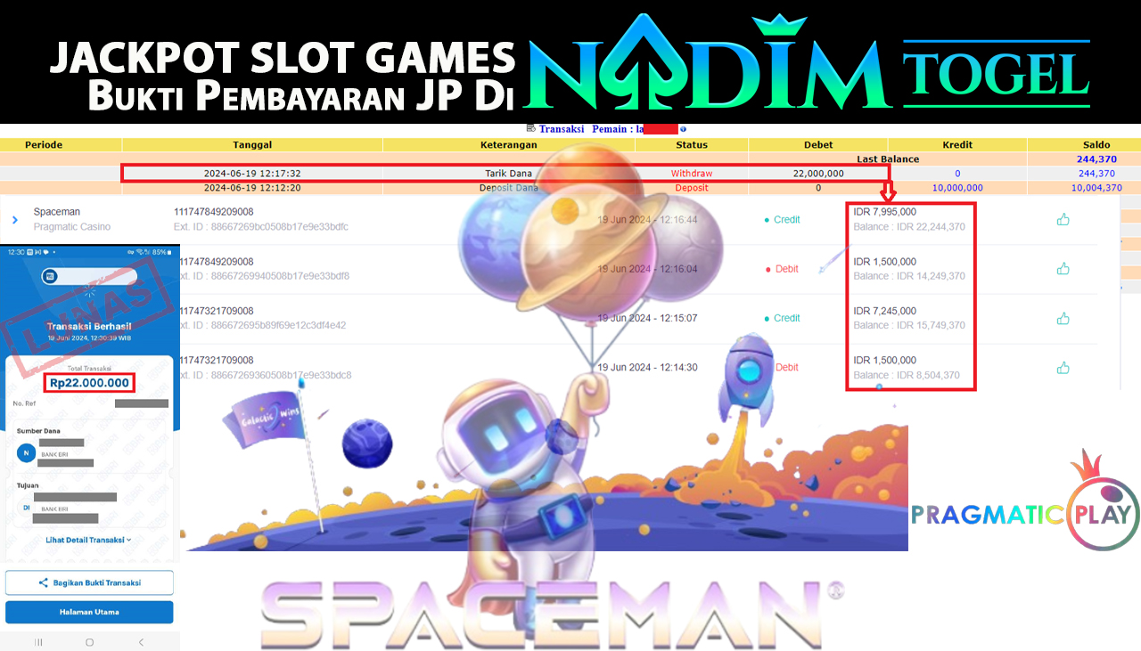 NADIMTOGEL JACKPOT SLOT SPACEMAN Rp 22,000,000,- LUNAS