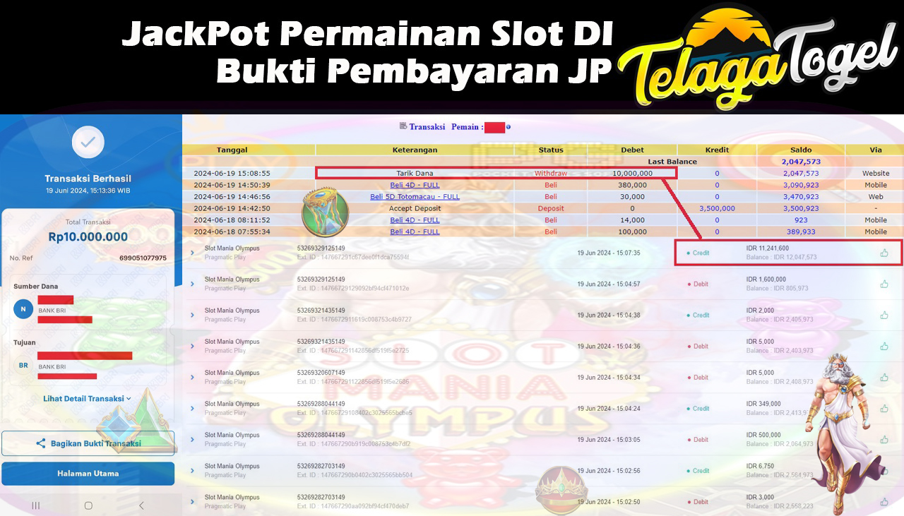 TELAGATOGEL JACKPOT SLOT GAME MANIA OLYMPUS  Rp.10,000,000 ,- LUNAS