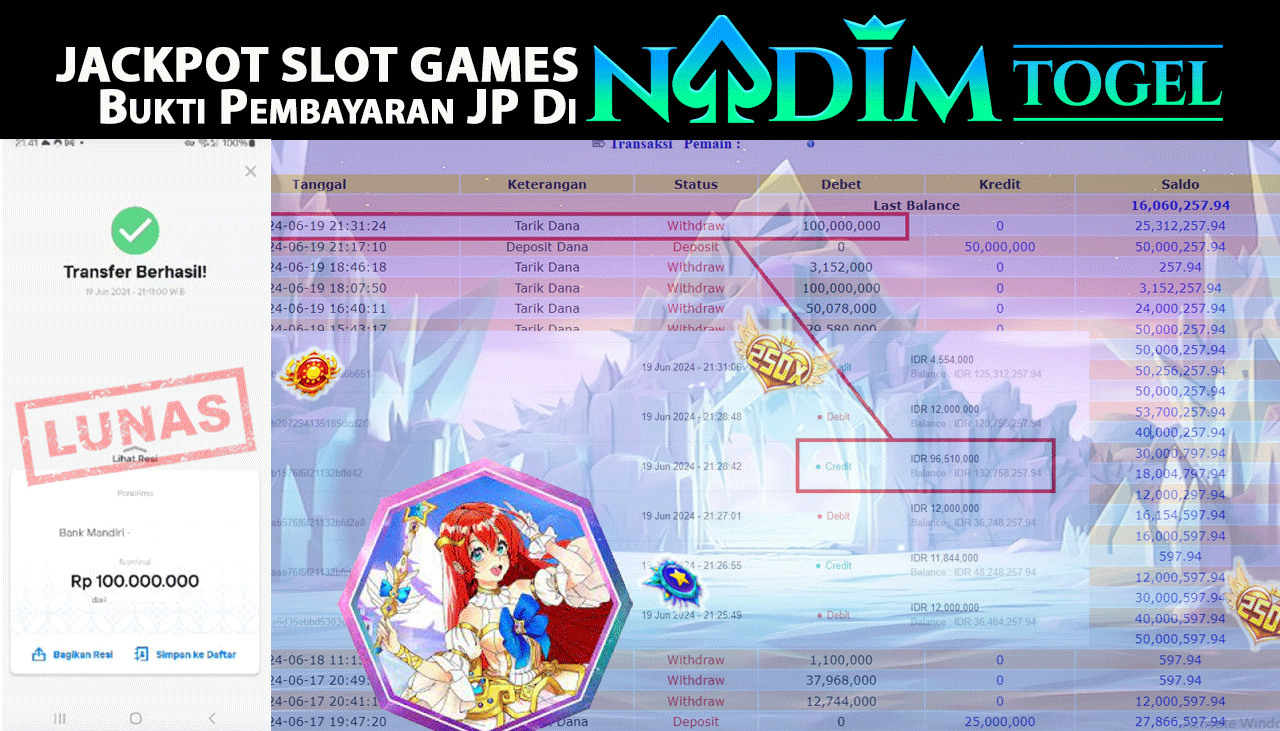 NADIMTOGEL JACKPOT SLOT Mania Princess Rp 100,000,000,- LUNAS