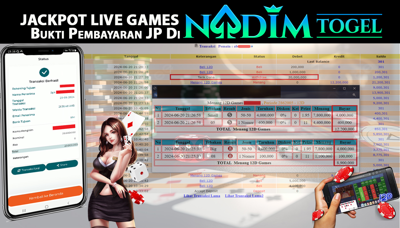 NADIMTOGEL JACKPOT LIVEGAME 12D Rp 20.000.000,- LUNAS