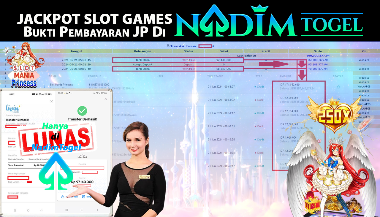 NADIMTOGEL JACKPOT SLOT MANIA PRINCESS Rp 125.660.000,- LUNAS
