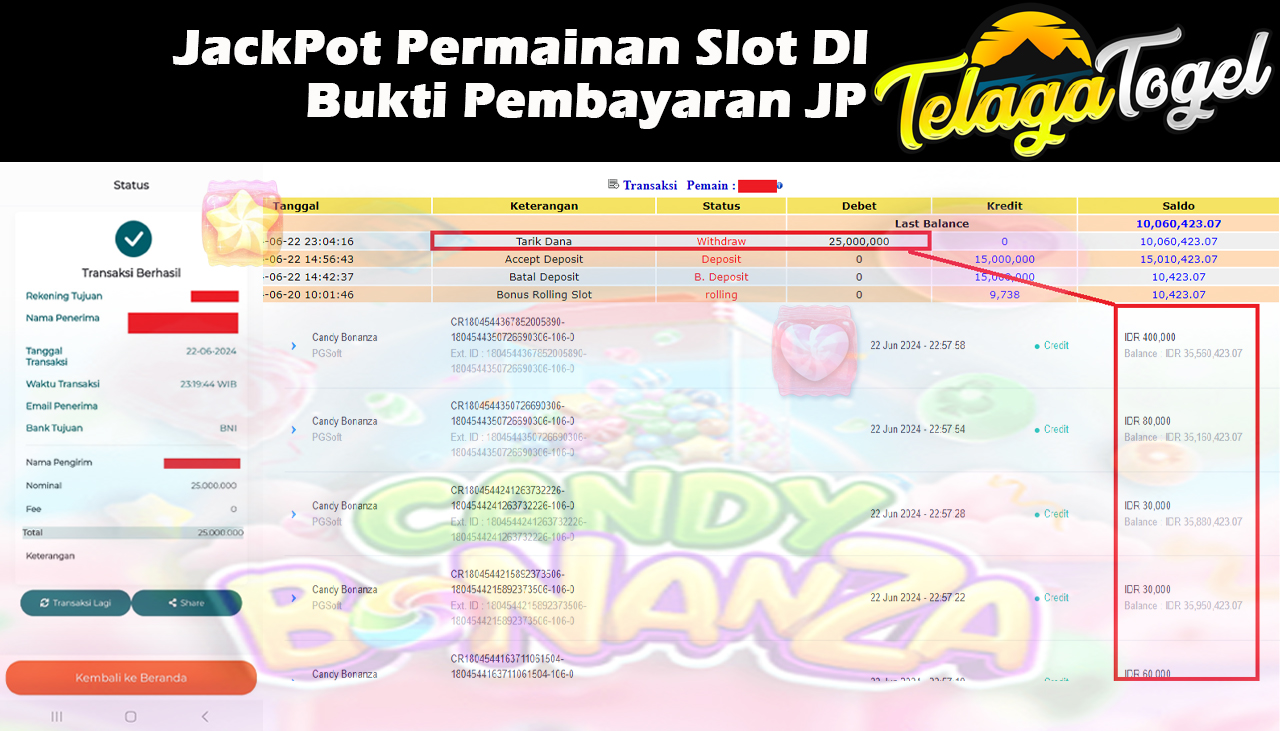 TELAGATOGEL JACKPOT SLOT GAME Candy Bonanza Rp.25,000,000,- LUNAS