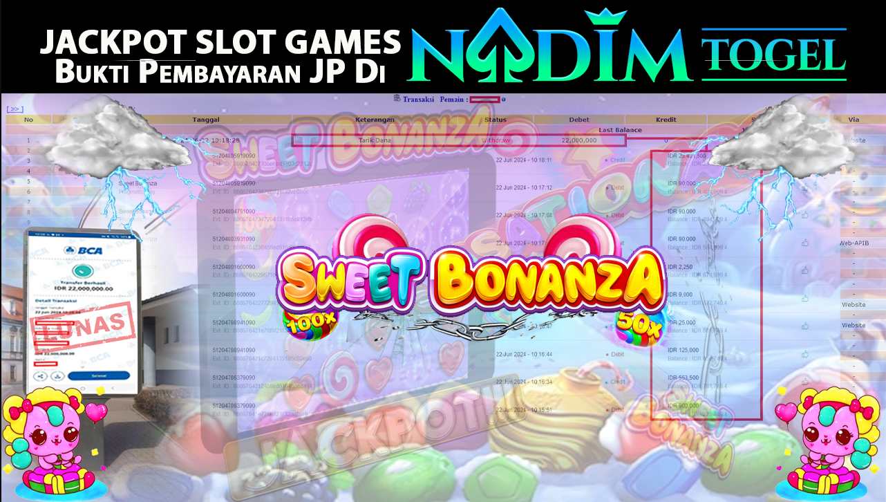 NADIMTOGEL JACKPOT SLOT SWEET BONANZA Rp 22,000,000- LUNAS