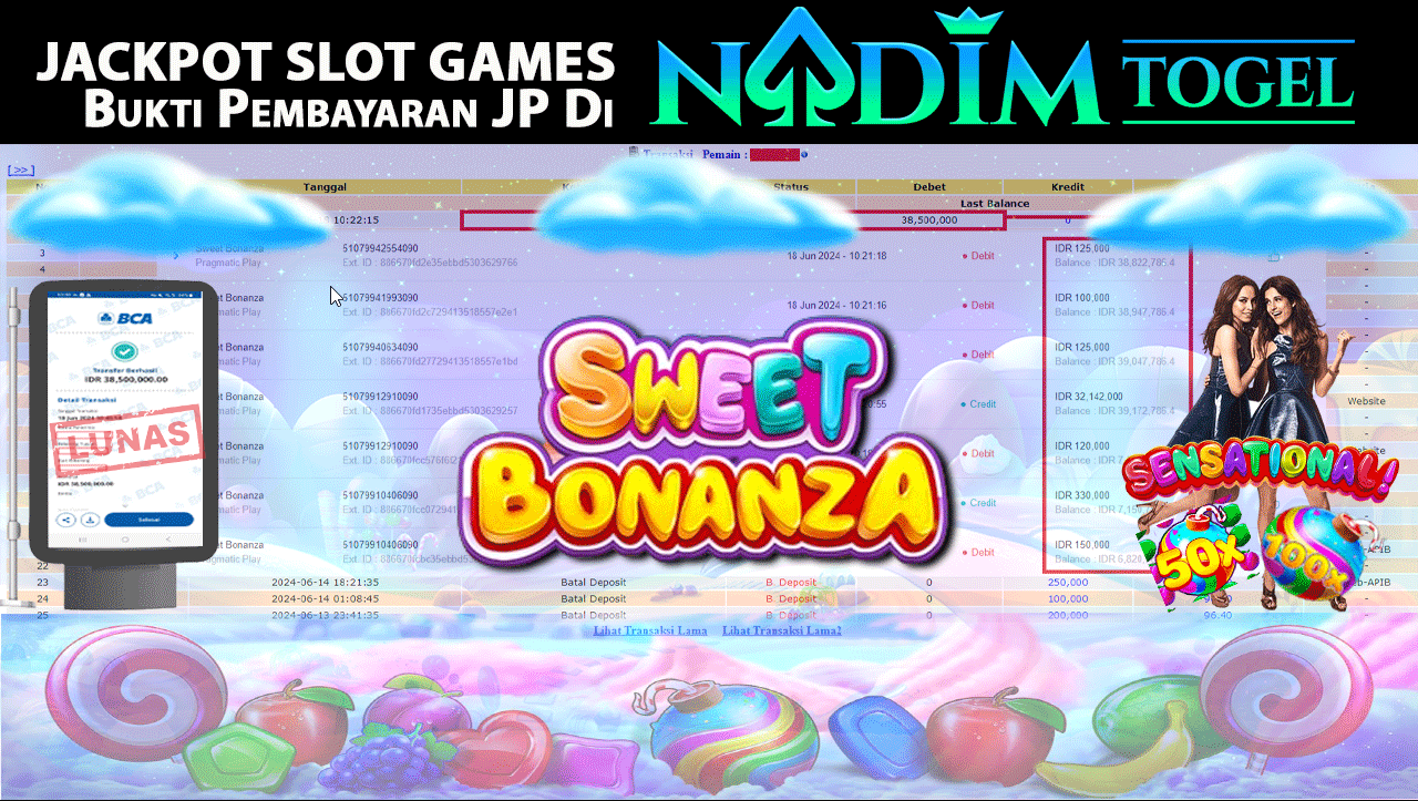 NADIMTOGEL JACKPOT SLOT SWEET BONANZA Rp 38,500,000,- LUNAS