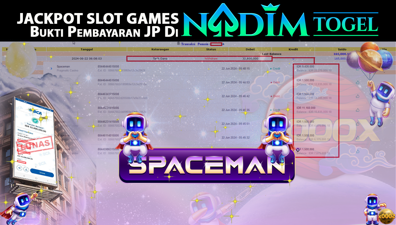 NADIMTOGEL JACKPOT SLOT SPACEMAN Rp 32,800,000- LUNAS
