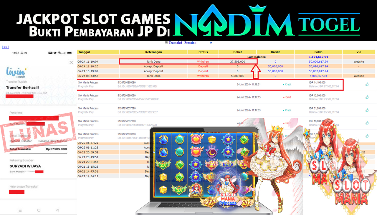 NADIMTOGEL JACKPOT SLOT MANIA PRINCESS Rp.37.505.000,- LUNAS