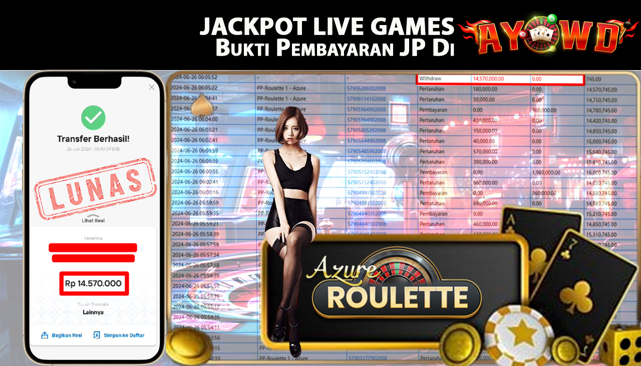 AYOWD JACKPOT LIVE GAMES PP-Roulette 1 - Azure Rp,14,570,000 LUNAS