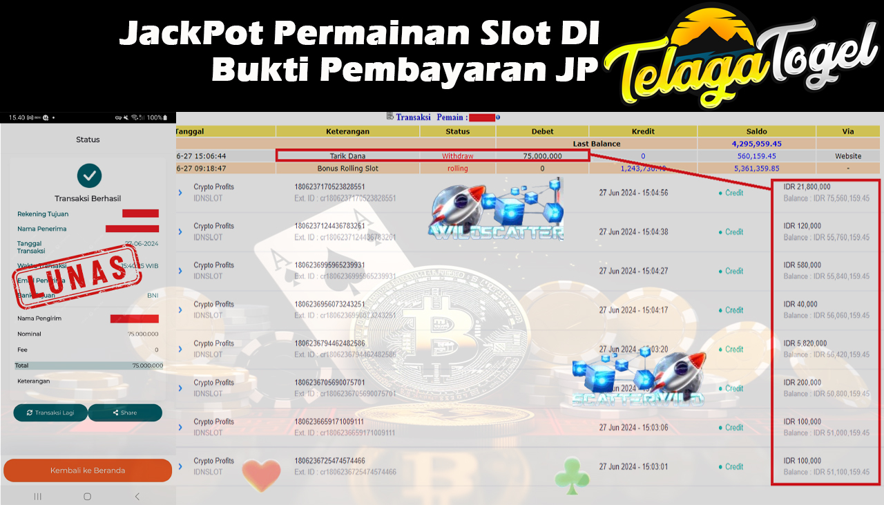 TELAGATOGEL JACKPOT SLOT GAME Crypto Profits Rp.75,000,000,- LUNAS