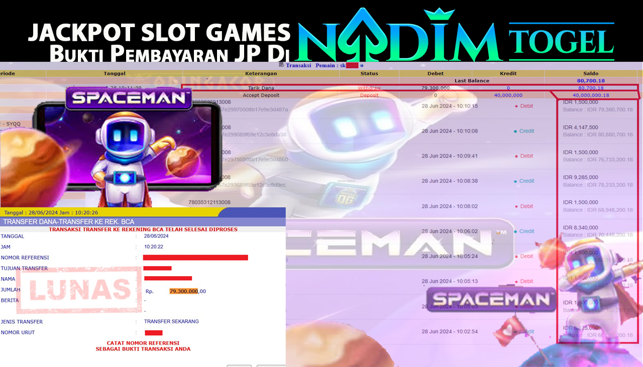 NADIMTOGEL JACKPOT SLOT PRAGMATIC CASINO SPACEMAN Rp.79.300.000,- LUNAS