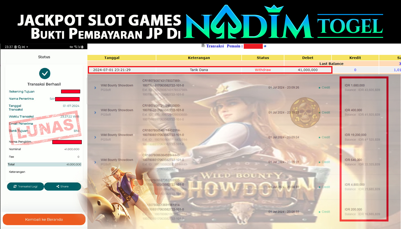 NADIMTOGEL JACKPOT SLOT WILD BOUNTY SHOWDOWN Rp.41.000.000,- LUNAS
