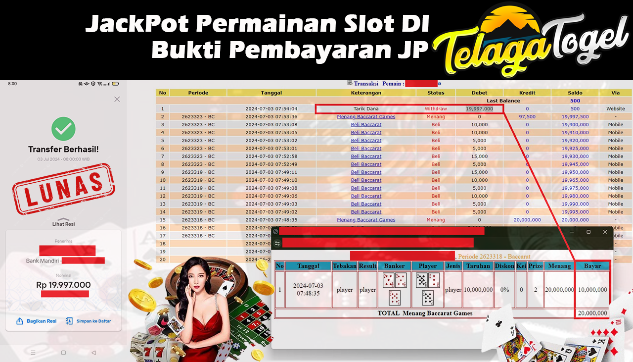TELAGATOGEL JACKPOT LIVE GAME Baccarat Games Rp,19,997,000- LUNAS