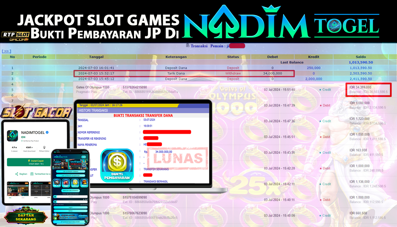 NADIMTOGEL JACKPOT SLOT Gates Of Olympus 1000  Rp 34,000,000,- LUNAS