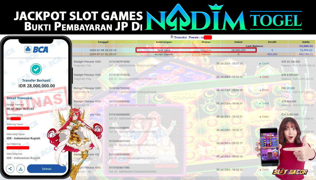 NADIMTOGEL JACKPOT SLOT Starlight Princess 1000 Rp 28,000,000,- LUNAS