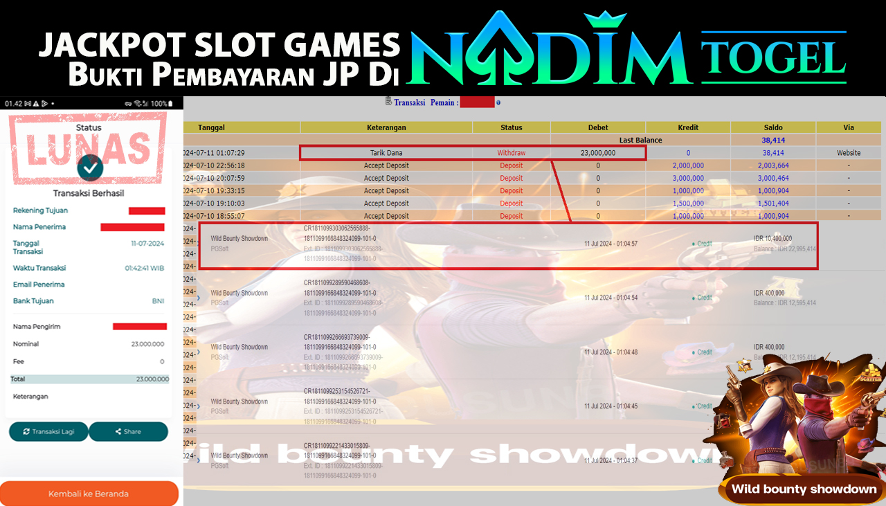 NADIMTOGEL JACKPOT SLOT WILD BOUNTY SHOWDOWN Rp.23.000.000,- LUNAS