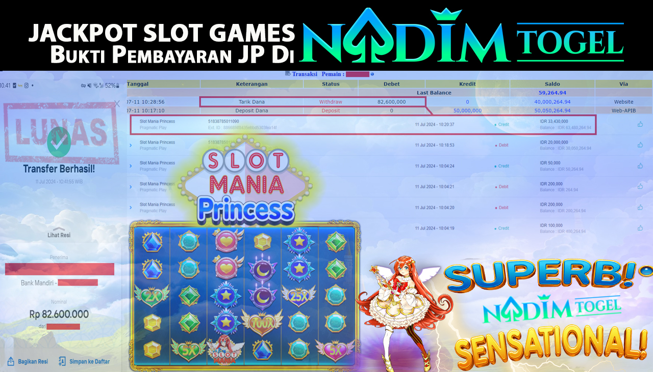NADIMTOGEL JACKPOT SLOT MANIA PRINCESS Rp.82.600.000,- LUNAS