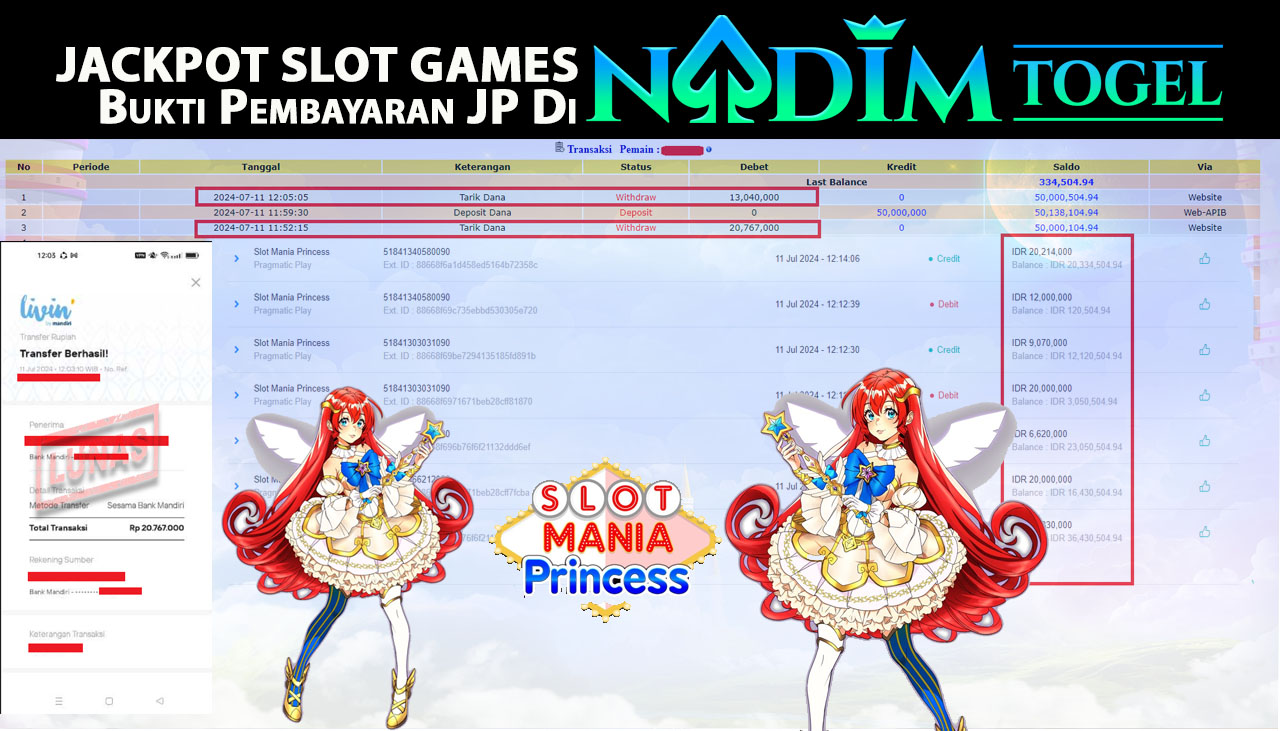 NADIMTOGEL JACKPOT SLOT MANIA PRINCESS Rp 20,767,000,- LUNAS