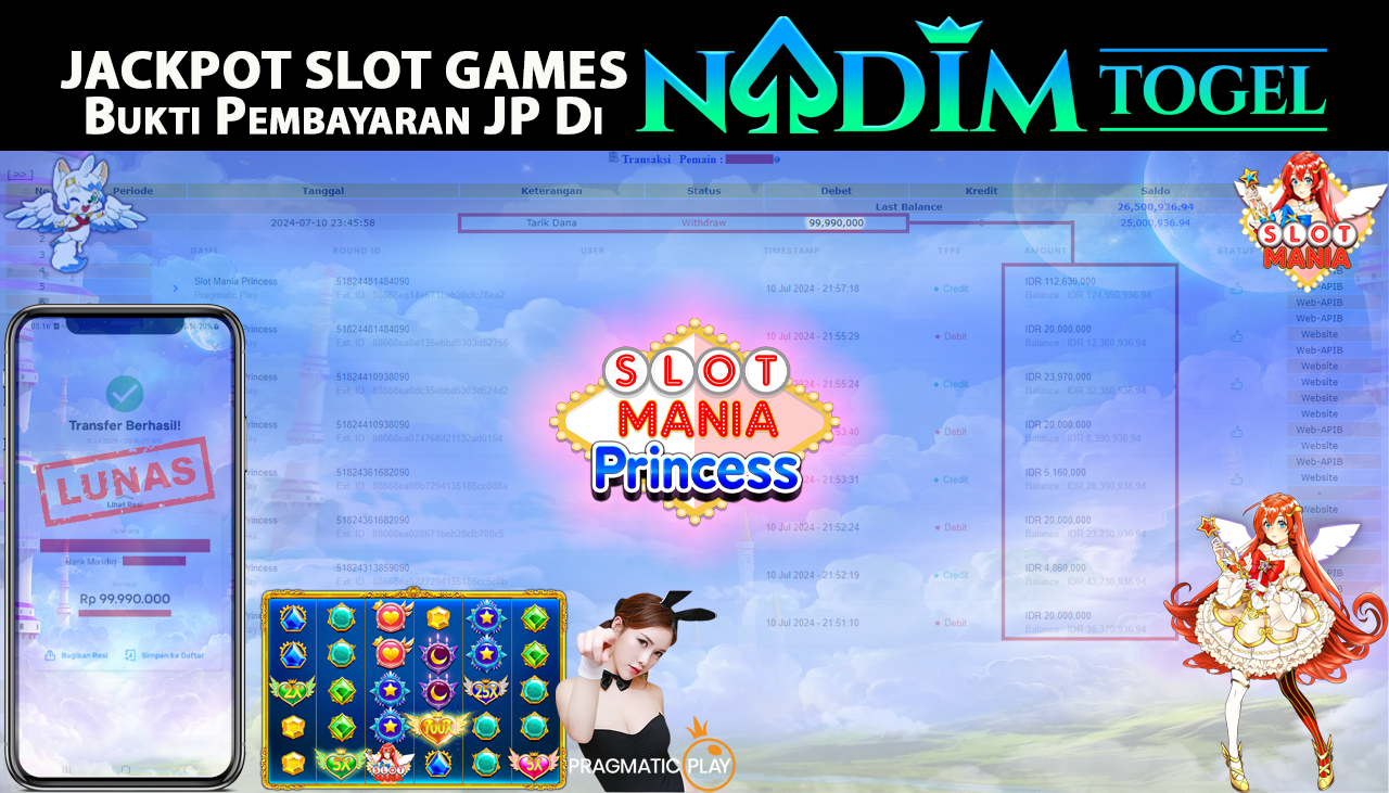 NADIMTOGEL JACKPOT SLOT MANIA PRINCESS Rp.99.990.000,- LUNAS
