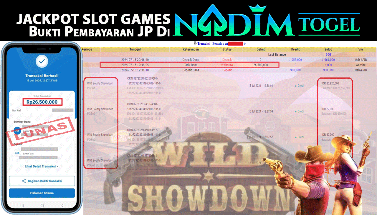 NADIMTOGEL JACKPOT SLOT Wild Bounty Showdown Rp 26,500,000,- LUNAS