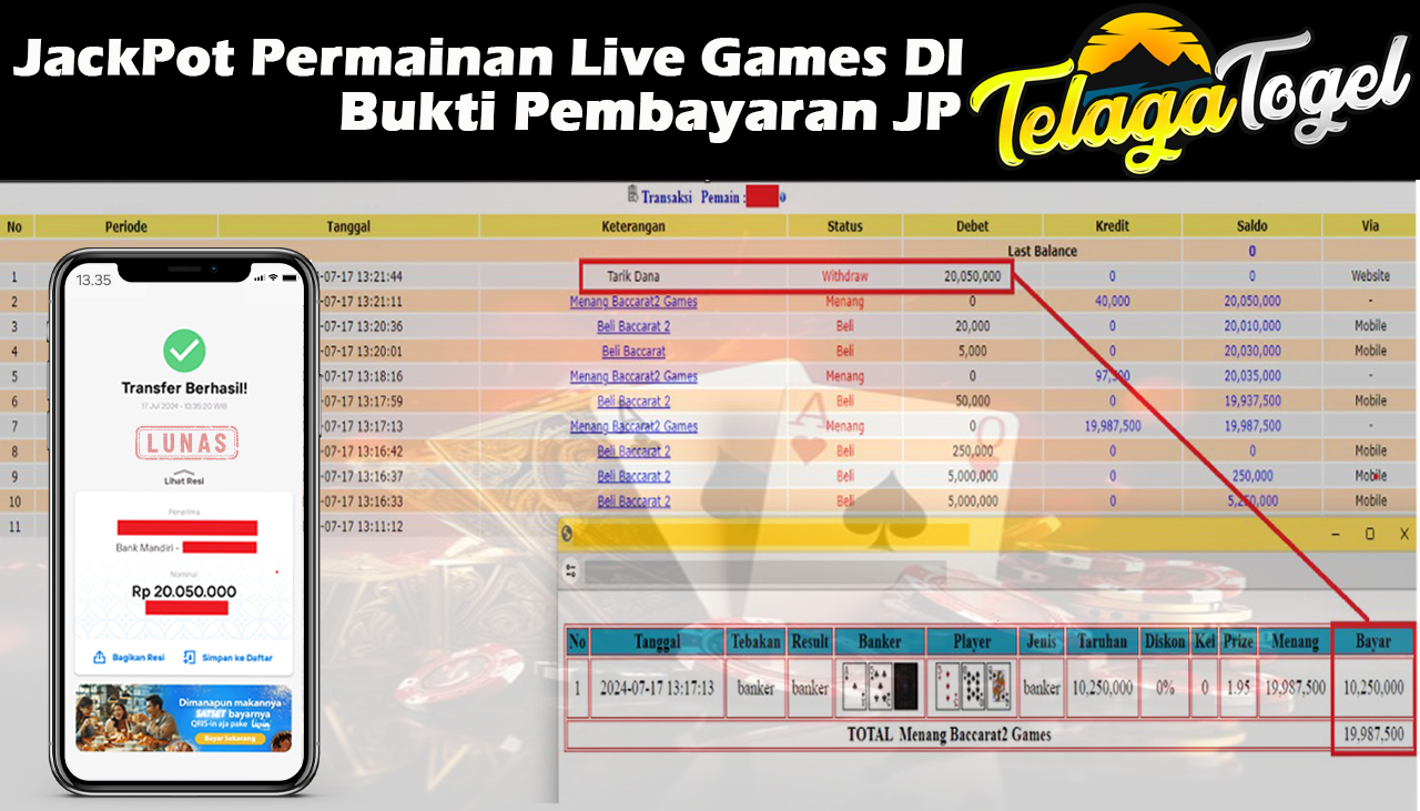 TELAGATOGEL JACKPOT LIVE GAME Baccarat Games 2 Rp,20,050,000- LUNAS