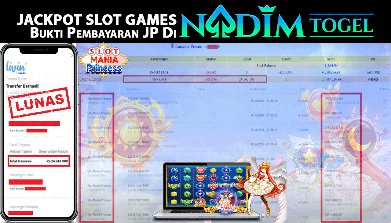 NADIMTOGEL JACKPOT SLOT MANIA PRINCESS Rp 24,343,000,- LUNAS