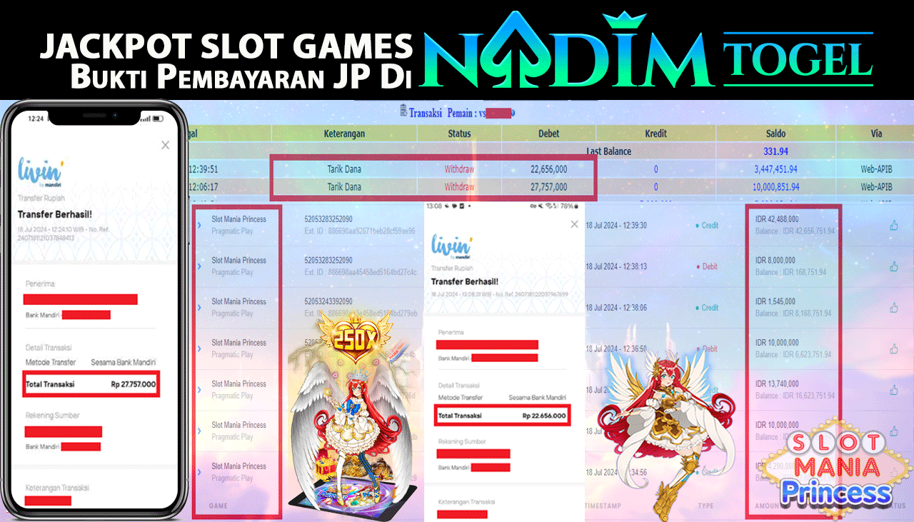 NADIMTOGEL JACKPOT SLOT MANIA PRINCESS Rp 50,413,000,- LUNAS