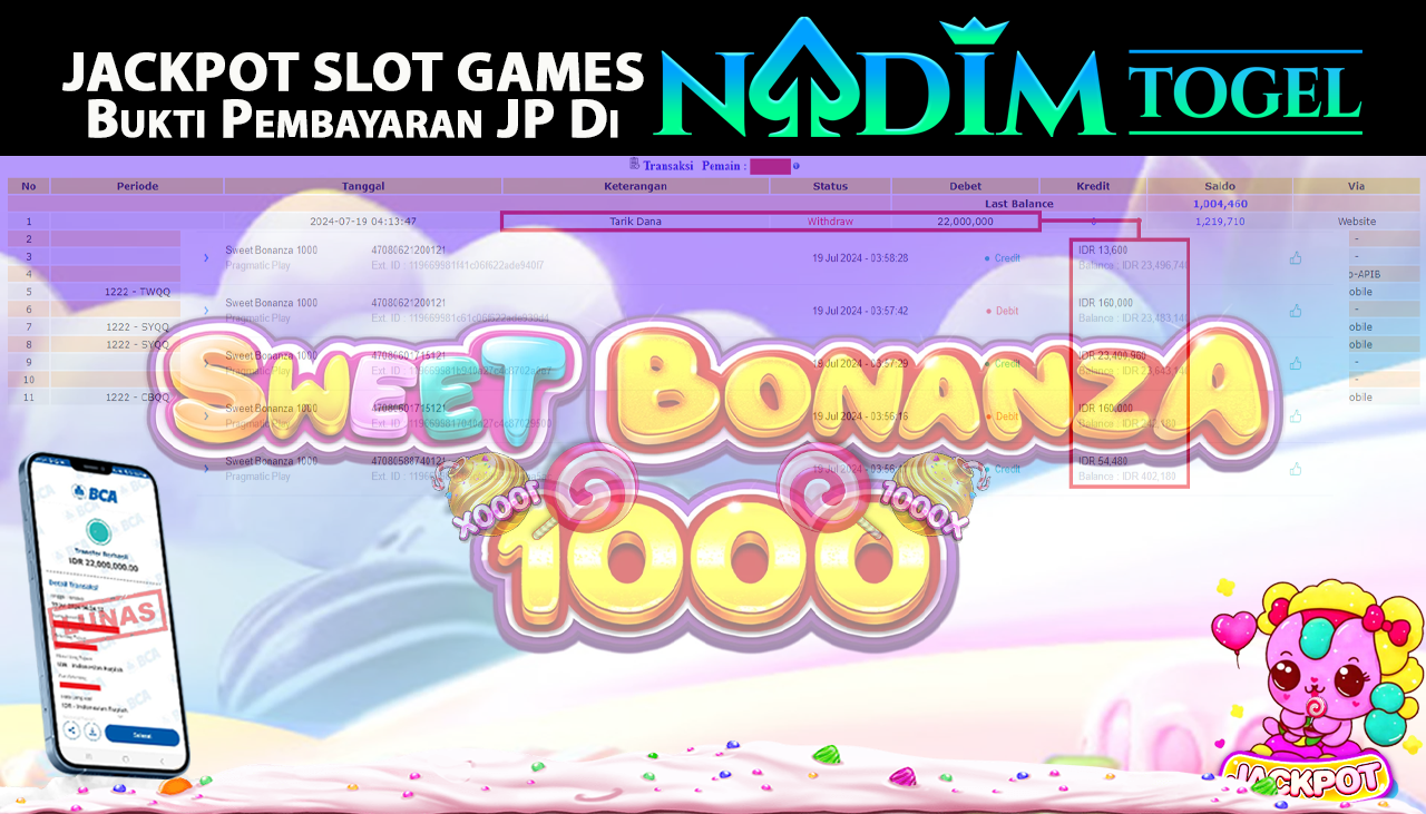 NADIMTOGEL JACKPOT SLOT SWEET BONANZA 1000 Rp.22.000.000,- LUNAS