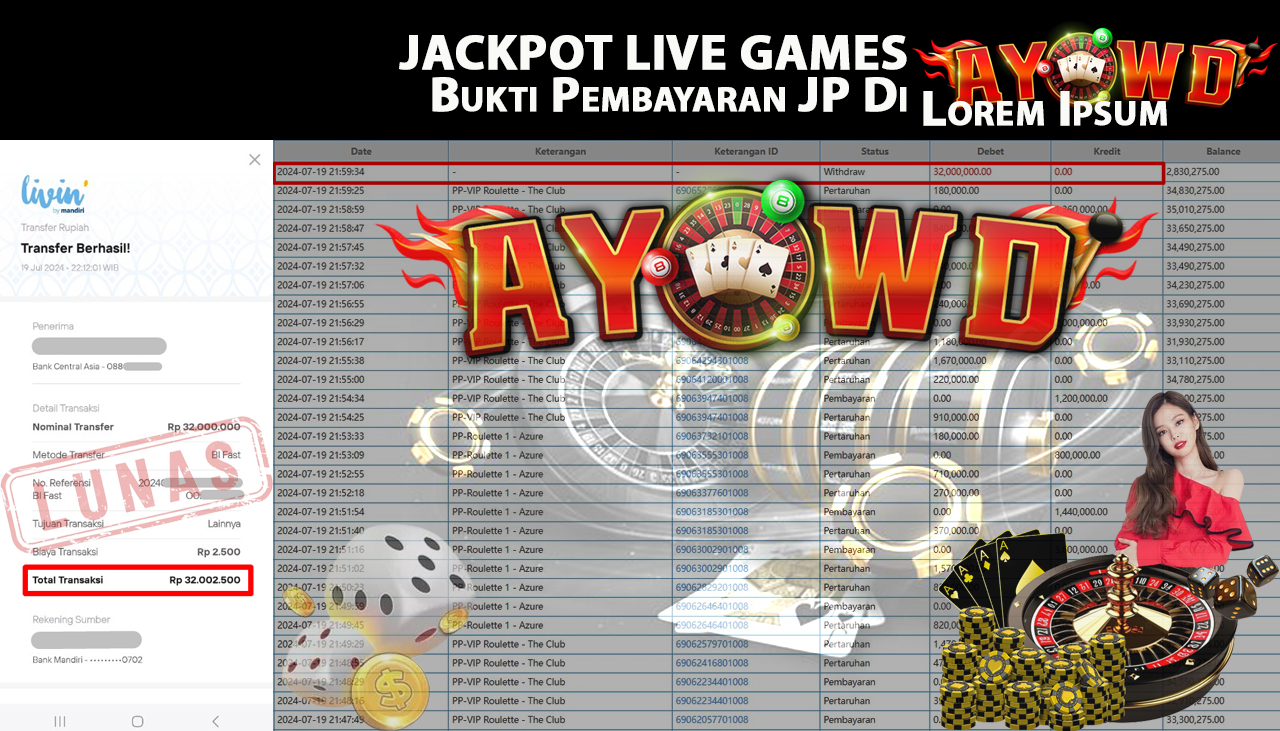 AYOWD JACKPOT LIVE GAME PP-VIP Roulette - The Club Rp,32,000,000 LUNAS