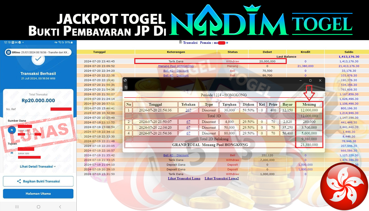 NADIMTOGEL JACKPOT TOGEL PASARAN HONGKONG Rp 21,380,000,- LUNAS