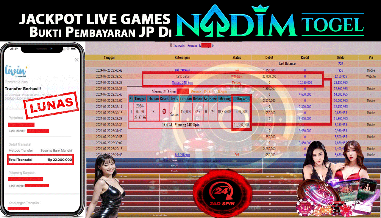 NADIMTOGEL JACKPOT LIVEGAME 24D SPIN Rp.22.000.000,- LUNAS